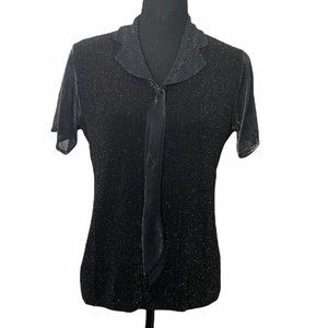 Sparkly Black Short Sleeve Blouse